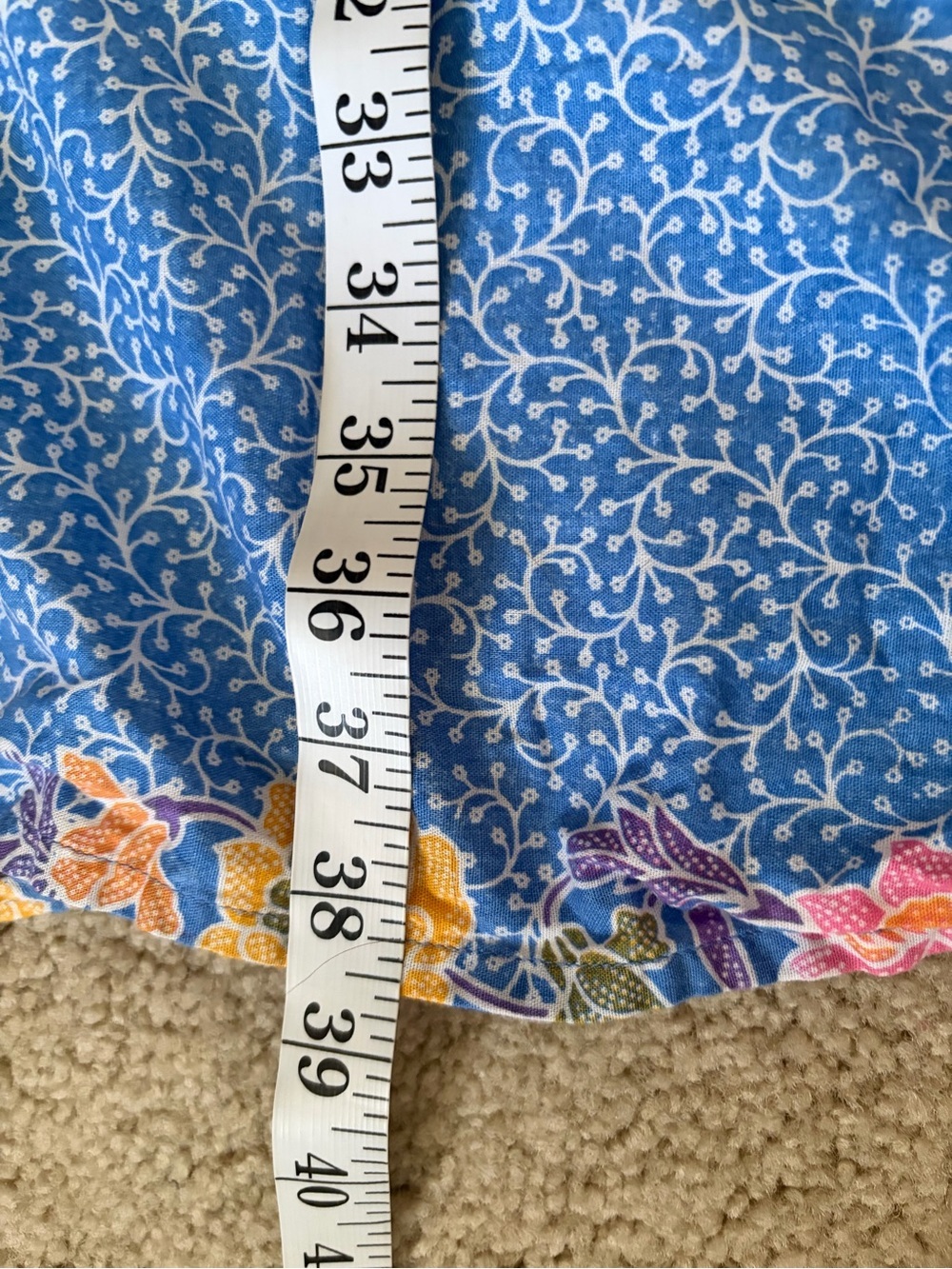 V.DE.VINSTER Floral Button Front Shirt Dress Blue Pink Boho Puff Sleeve Medium - Picture 12 of 12